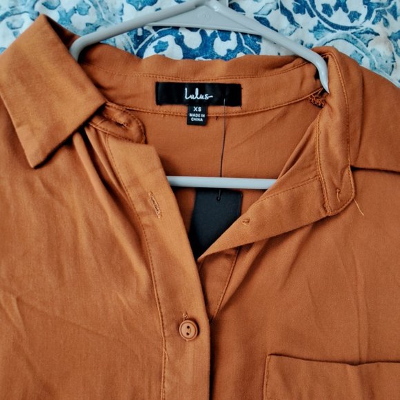 Lulus blythe button down orange blouse - Picture 3 of 4